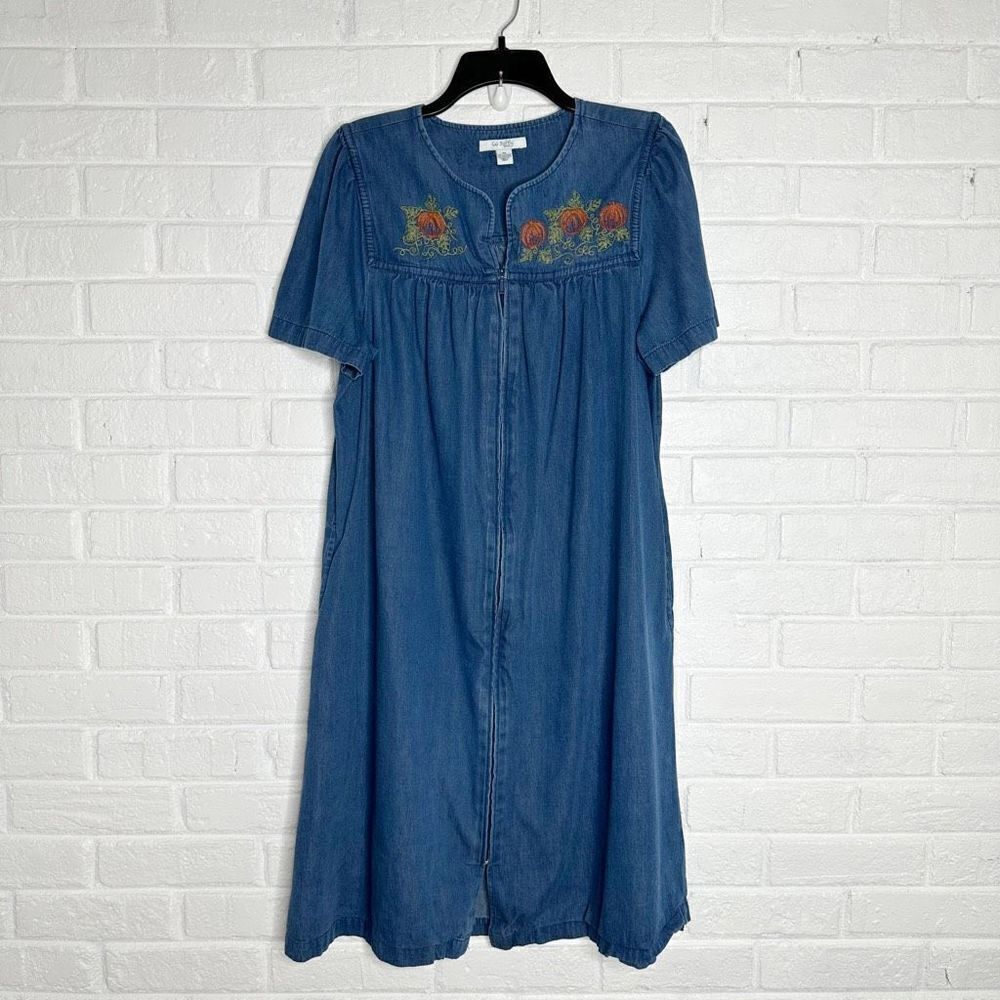 Go Softly Patio Denim Dress‎ Pumpkin Patch Fall Zipper size Medium